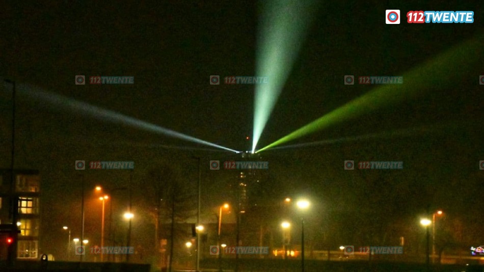 Lasershow op de Alphatoren in Enschede