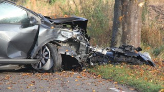 Auto botst tegen twee bomen in Diepenheim