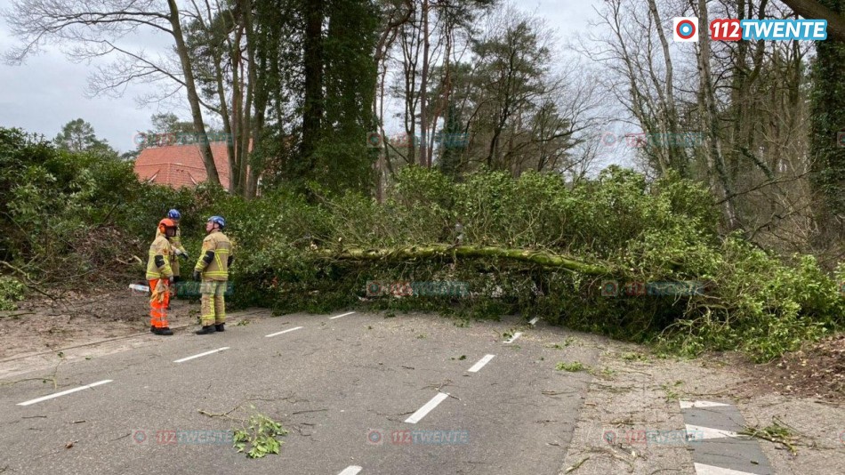 De boom lag over de Luttenbergerweg in Hellendoorn